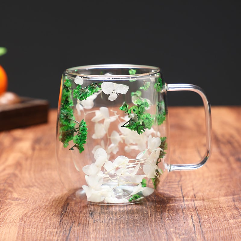 🎅Christmas Pre Sale 🎄🌸Transparent Double Glass Flower Tea Cup