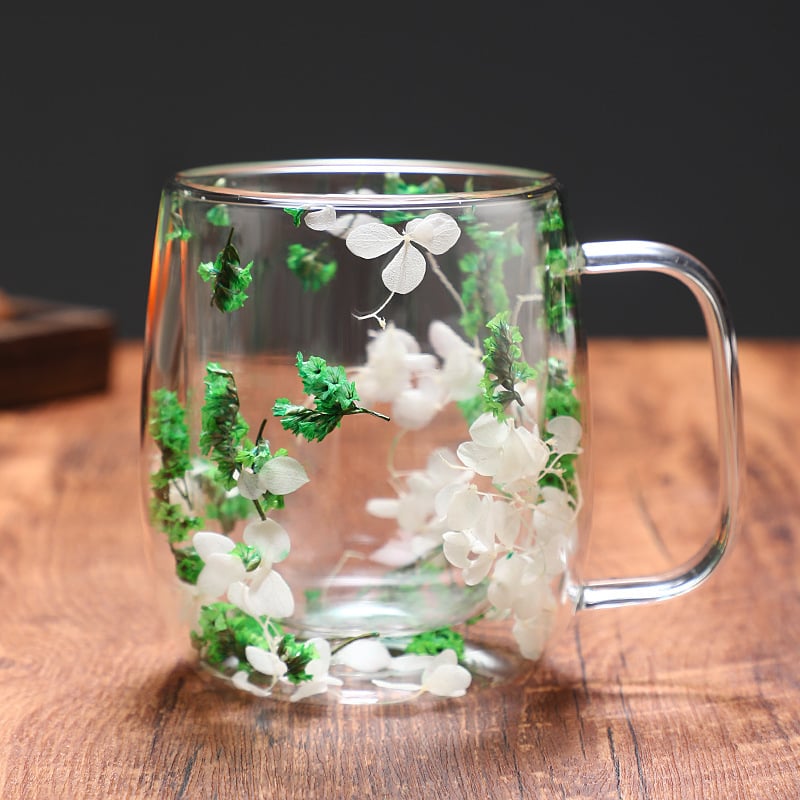 🎅Christmas Pre Sale 🎄🌸Transparent Double Glass Flower Tea Cup